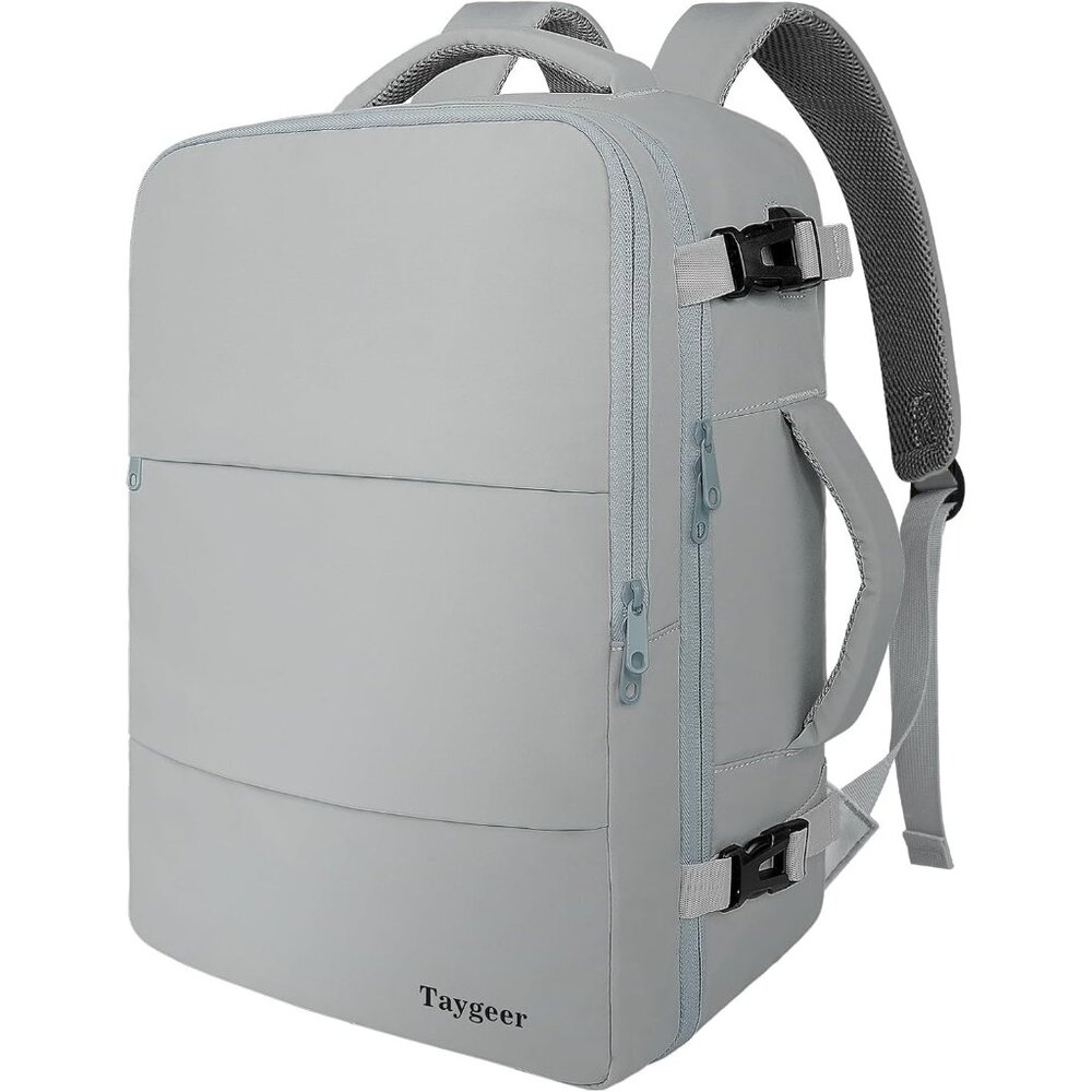 〽️Women Trendy Carry On Backpack Gray with Shoe Pouch & USB Charging Port